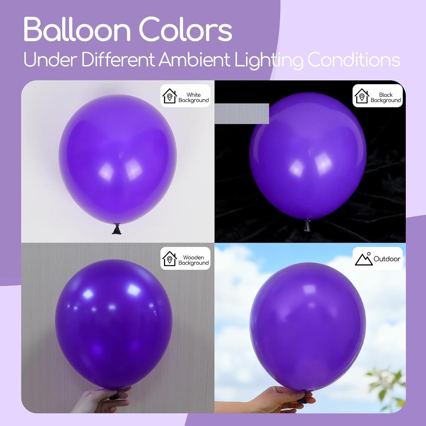 Skiennix Dark Purple Balloons - 120-Piece Set for Graduation, Birthday & Wedding Decor | 5-18 Inch Sizes