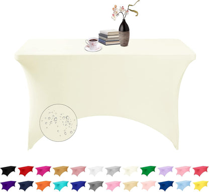 Spandex 4ft Waterproof Table Cover - Elegant Ivory for Parties, Weddings & Events