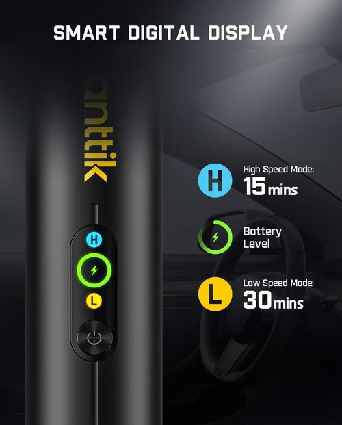 Fanttik Slim V10 APEX Cordless Car Vacuum - 4-in-1 Portable Handheld with 19kPa Suction Power | Smart Digital Display & 2 Modes (Black)