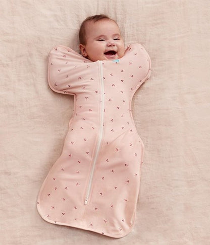Love to Dream Swaddle Up Bamboo, Arms Up Position, Soft and Luxurious 100% Viscose from Bamboo - Wearable Blanket - 1.0 TOG - (20-24°C) Ideal for Moderate Temps, Small 8-13lbs, Cherries Blush