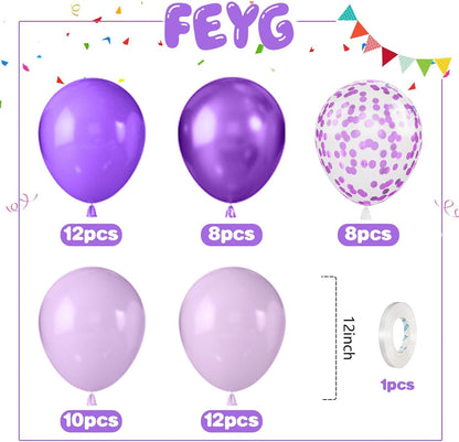 **Skiennix 12-Inch Pearl Metallic Light Purple Balloons - 50PCS Confetti Set for Birthday & Wedding Decor**
