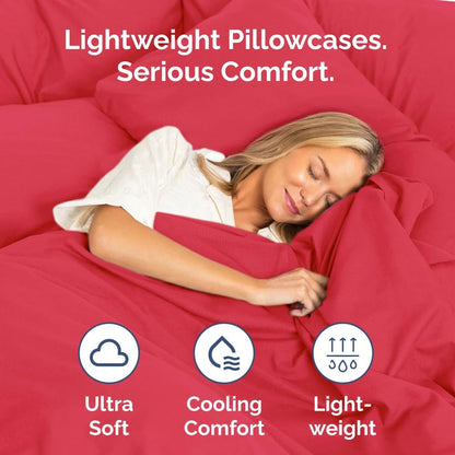 CGK Unlimited King Size Microfiber Pillowcase Set - Soft & Durable, 4 Pieces in Red