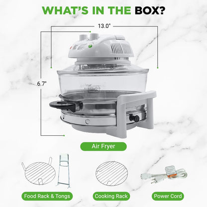NutriChef Air Fryer - 13 Quart Infrared Convection Halogen Oven | Quick & Healthy Cooking in White