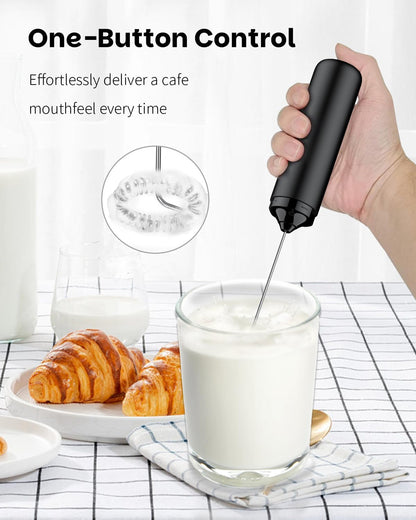 Pawfly Rechargeable Milk Frother - Handheld Stainless Steel Whisk for Cappuccino & Latte - Portable Electric Mixer