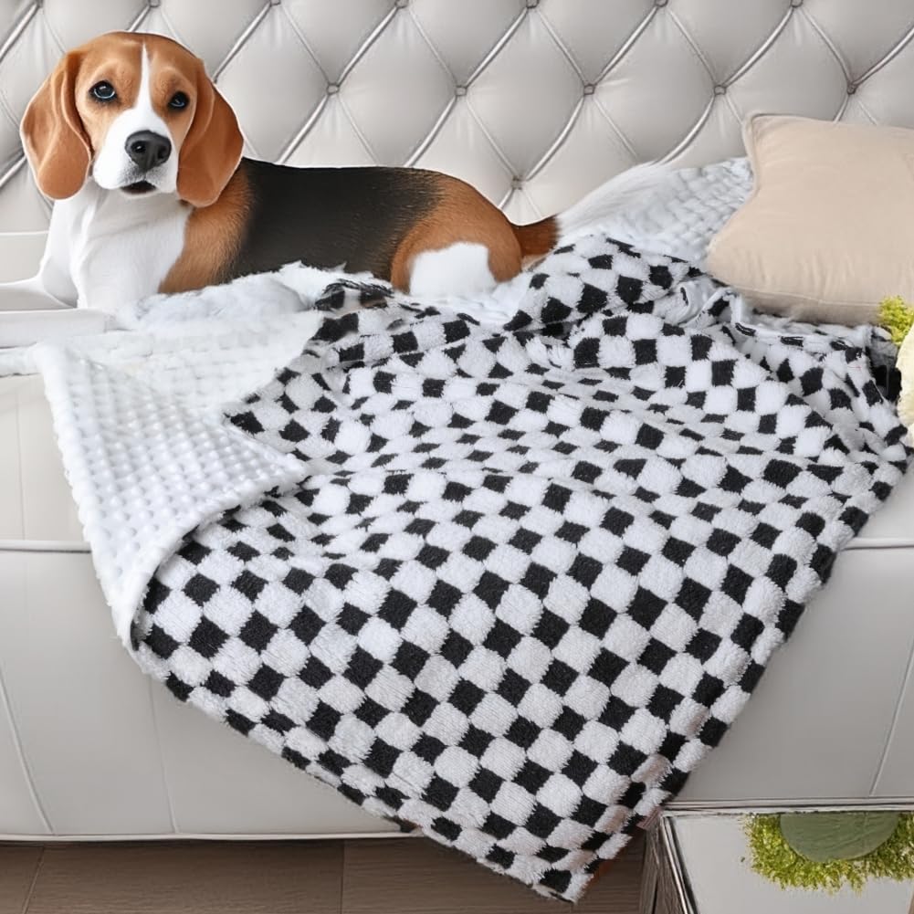 Soft Checkered Baby Blankets for Unisex Girls or Boys Breathable Gender Neutral Nursery Double Layer Blankets with Dotted Backing for Newborn Toddlers (30” X 40”)
