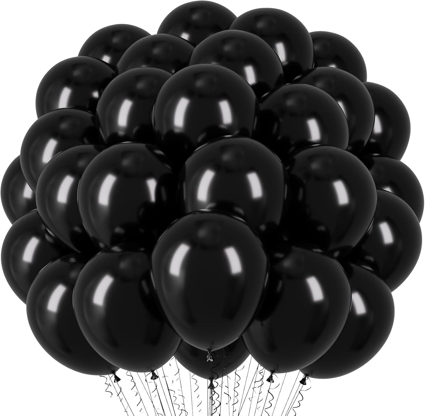 Voircoloria Black Latex Balloons - 12 Inch, 66-Pack for Graduation, Weddings, Birthdays & Celebrations
