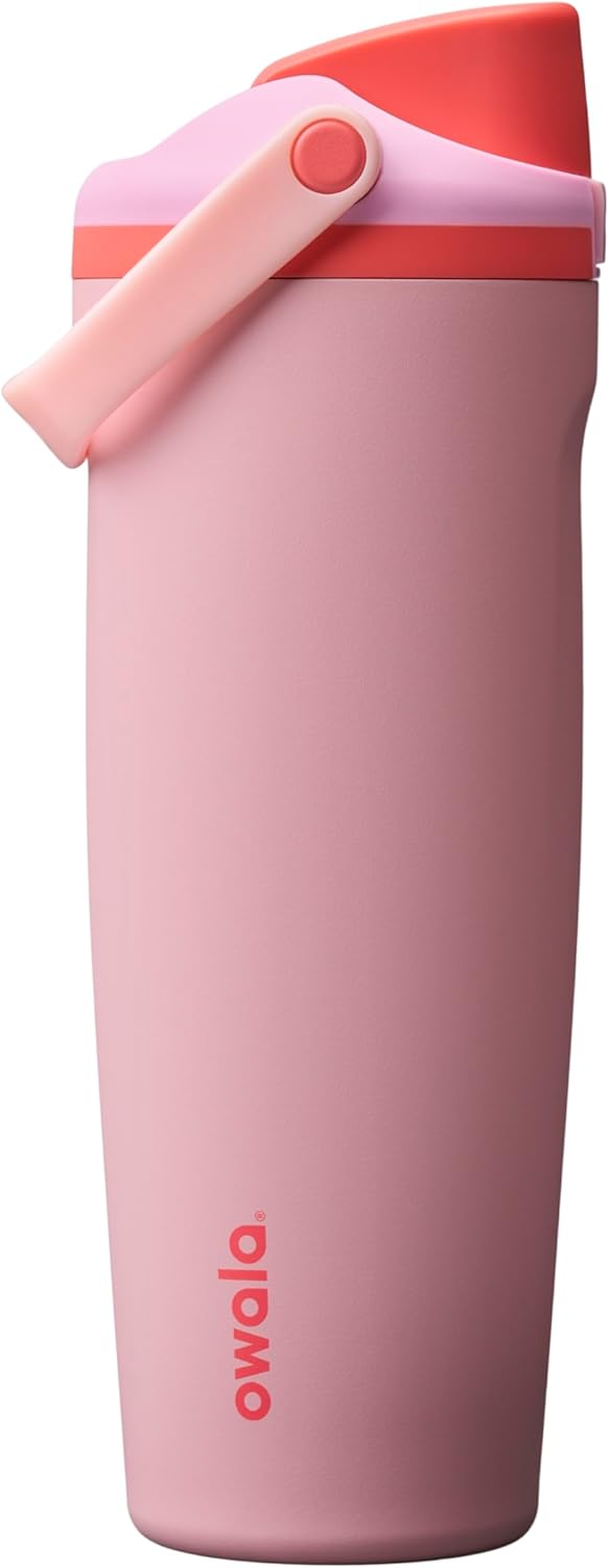 Owala FreeSip Sway Insulated Stainless Steel Water Bottle - 30oz, Two-Way Spout, Pink Angel Food Cake