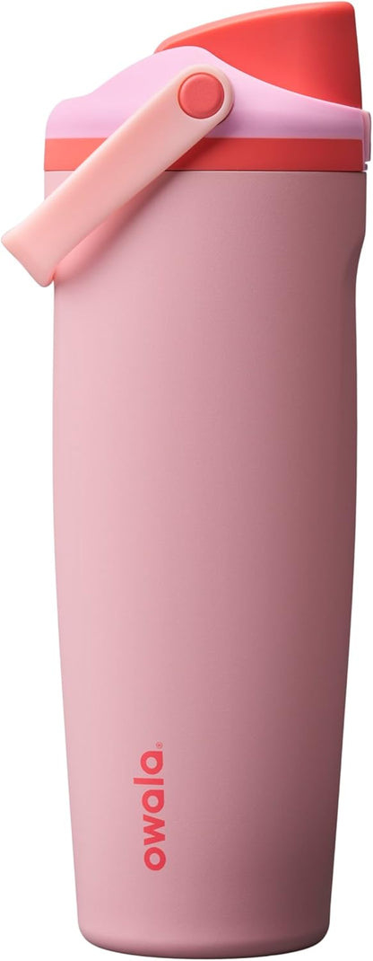 Owala FreeSip Sway Insulated Stainless Steel Water Bottle - 30oz, Two-Way Spout, Pink Angel Food Cake