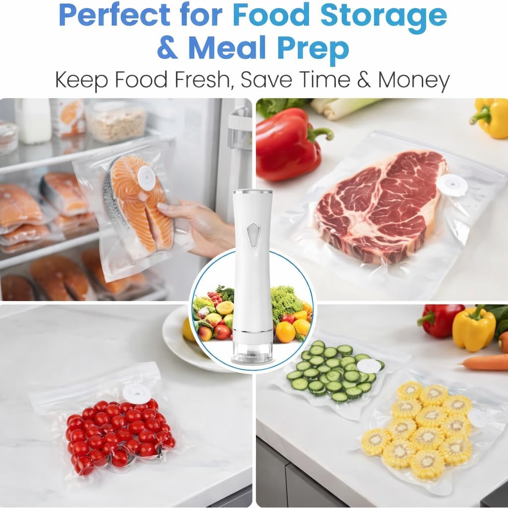 Preserve Compact Vacuum Sealer - Powerful Handheld Food Sealer with 30 Reusable Bags | Meal Saver