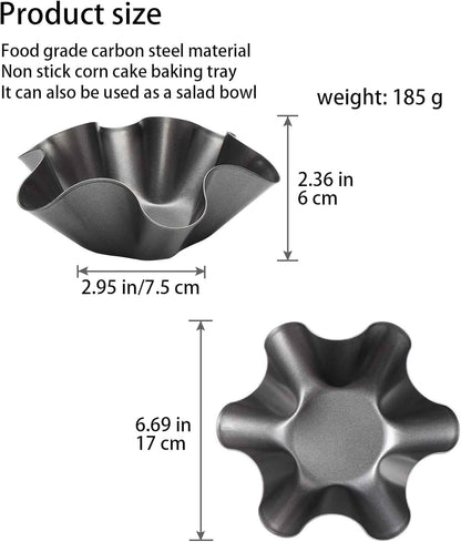 Skiennix Non-Stick Baking Bowls - Carbon Steel Tortilla Bowl Maker | 1 Pc Black Salad Bowl Pan