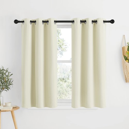 NICETOWN Blackout Beige Curtains and Drapes - Window Treatment Thermal Insulated Solid Grommet Blackout Draperies for Kitchen/Cafe (Set of 2, W34 x L50)