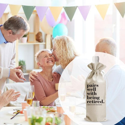 DOI-LANEE Pairs Well With Retirement Wine Bag Retirement Gifts for Him or Her Teacher Coworker Employees Friend Colleagues Nurse Doctors Boss Retirees Work