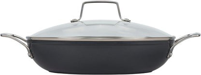 Le Creuset Non-Stick Ceramic Shallow Braiser - 3.5 Qt with Glass Lid for Easy Cooking