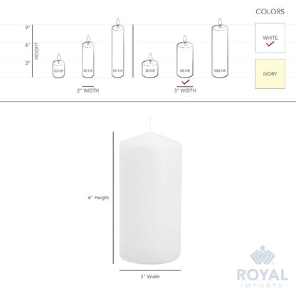 Royal Imports 3x6 Unscented White Pillar Candles Set of 12 (Variation: 12+3x6)