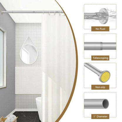GXOACKJ Shower Curtain Rod Tension - 31-52 Inch Silver Adjustable Spring Tension Curtain Rods, Shower Curtain Rod for Bathroom No Drill, Non-slip, Stainless Steel