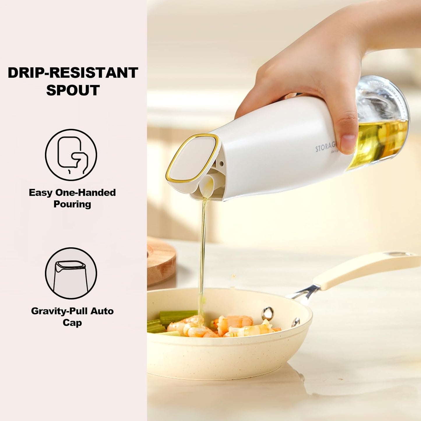 YARRAMATE Olive Oil Dispenser - Large Capacity 500ml Glass Drizzler | Leak-Proof & Non-Drip Design
