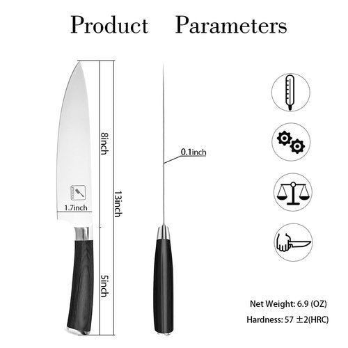 imarku Chef Knife - Pro Kitchen Knife 8 Inch Chef's Knives Japanese SUS440A Stainless Steel Sharp Paring Knife with Ergonomic Handle, Black Handle, Mothers Day Gifts for Women Men
