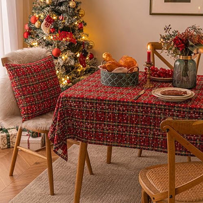 Christmas Tartan Red Green Snowflake Tablecloth 55x79in - Variation of THIS listing