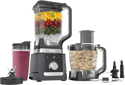 Ninja Deluxe Kitchen System - 1600 Watts Blender with Auto-iQ Technology & 7 Preset Programs | 2.6L Pitcher & Food Processor