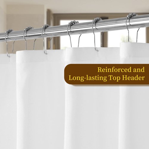 Barossa Design 2-Pack Fabric Shower Curtain Liners Lightweight - White Cloth Shower Liners with Magnets, Washable & Water Repellent, 12 Button Holes, Hotel Quality - 71" W x 72" L, White