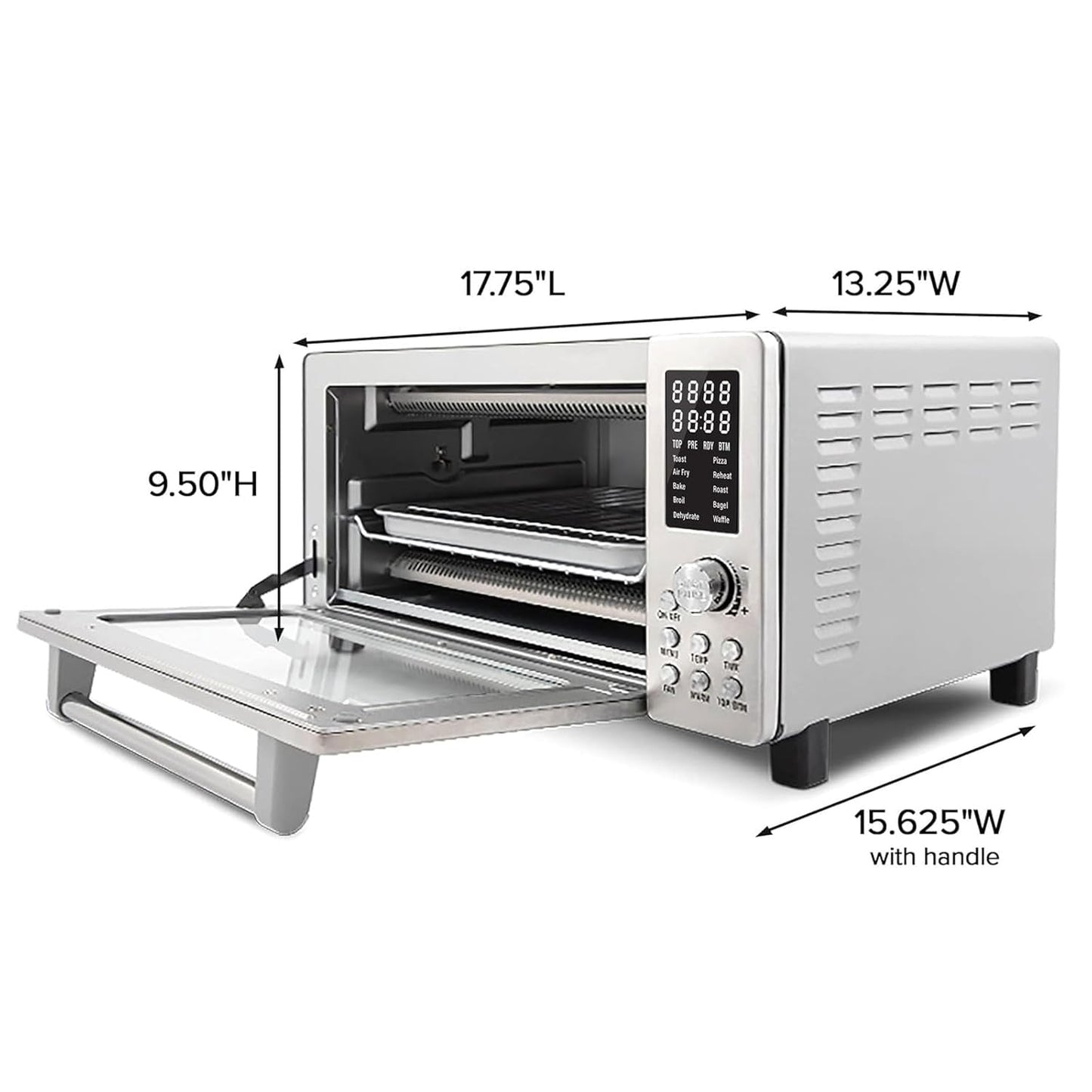 Nuwave Bravo Air Fryer Toaster Oven - 10-in-1 Convection Cooking, 21-Qt Capacity, Stainless Steel