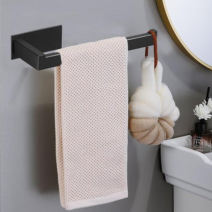 Vanloory Hand Towel Holder, Strong Self Adhesive Hand Towel Ring, Thicken SUS304 Stainless Steel Hand Towel Bar/Rack, No Drilling Modern Hand Towel Hanger (Matte Black, 9 in)