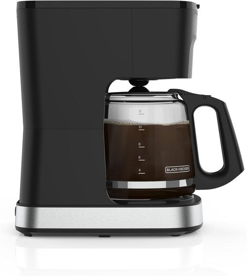 BLACK+DECKER CaféCraft 12-Cup Programmable Coffee Maker - Stainless Steel Drip Design with Vortex Showerhead & Strength Selector