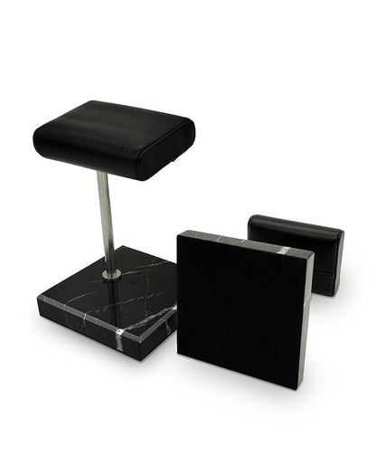 Marble Base Watch Display Stand with PU Leather Tray | Handcrafted Holder for Men’s Watches & Jewelry