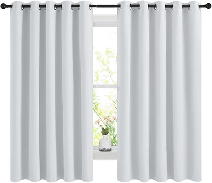 NICETOWN Blackout Curtains - Noise Reducing Thermal Insulated Drapes, 66 x 60 Inch, Greyish White, 2 Panels