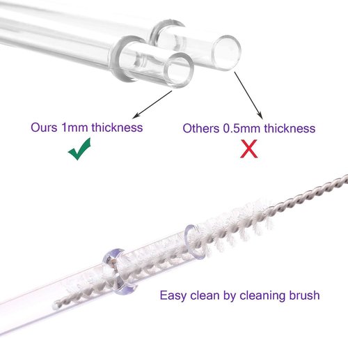 Dakoufish 13" Long Reusable Plastic Drinking Straws - Set of 12 for Mason Jars & Tumblers, 7 Colors with Cleaning Brush