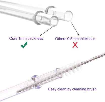 Dakoufish 13" Long Reusable Plastic Drinking Straws - Set of 12 for Mason Jars & Tumblers, 7 Colors with Cleaning Brush