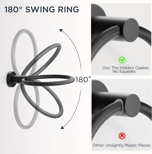 FORIOUS Toilet Paper Holder Set - SUS304 Stainless Steel Double Post & Hand Towel Ring | Matte Black Finish