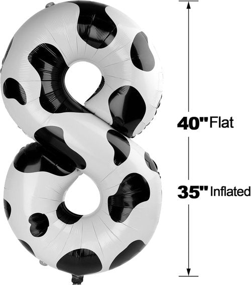 **Cow Print 40-Inch Number Balloon - Barnyard Birthday Decorations | 8th Birthday Party Supplies**