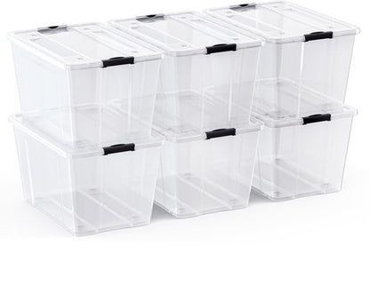 Lifetime Appliance Parts 54 Qt. Stackable Plastic Storage Bin Tote - Ultra Durable Lid & Secure Latching Buckles