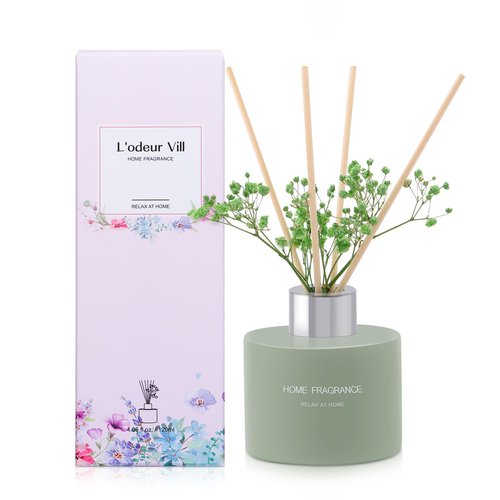 L'odeur Vill Flower Reed Diffuser Set 3.38fl oz/Vanilla Bathroom Diffuser Self Decor Home Fragrance