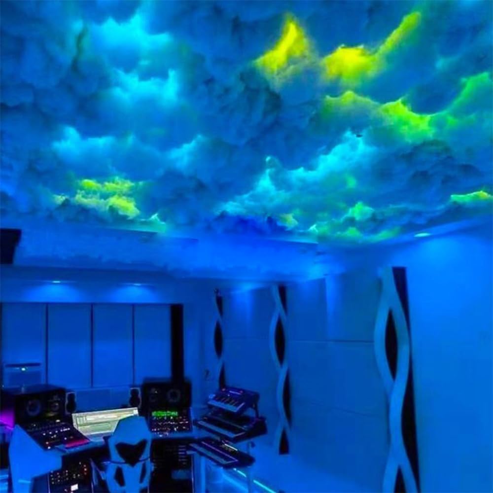 Skiennix 3D Thundercloud Storm Ceiling Light - Music Sync Fluffy Cloud Design for Bedroom & Gaming Room Decor
