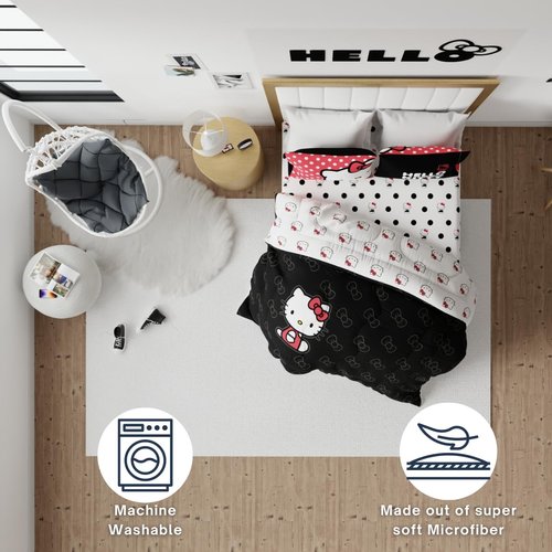 Franco Collectibles Hello Kitty Bedding Super Soft Cozy Microfiber Reversible Comforter, Full, (Officially Licensed Product)