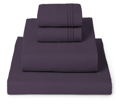 Mellanni Full Sheets Set - 4 PC Iconic Collection Bedding - Hotel Luxury, Extra Soft, Cooling Bed Sheets - Wrinkle, Fade, Stain Resistant (Full, Purple)