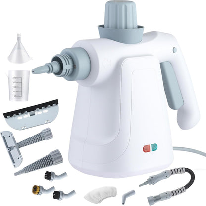 Pressurized Steam Cleaner, Handheld Multi-Surface Steamer with 11 Accessories & Steam Lock, 350ml Tank for Home, Car, Kitchen, Bathroom, Windows – Chemical-Free Deep Cleaning