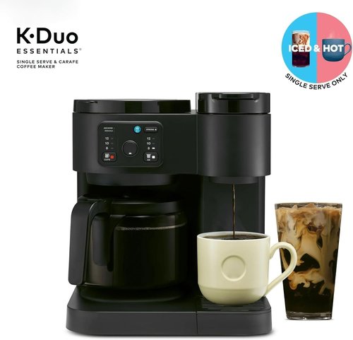 K-Duo Essentials Coffee Maker - Single Serve K-Cup & 12-Cup Carafe Brewer | 72 oz Reservoir, Pause & Pour Feature