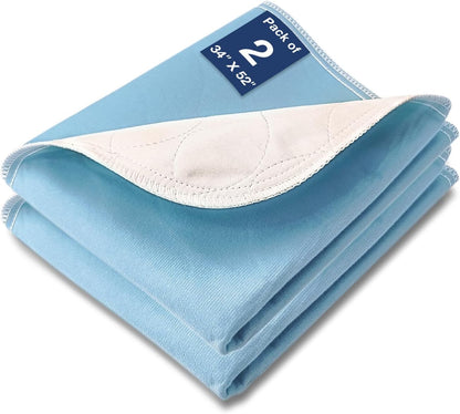Regine Switzerland Washable Waterproof Bed Pads - Incontinence Protection, 52" x 34" (2 Pack) for Kids, Adults & Pets