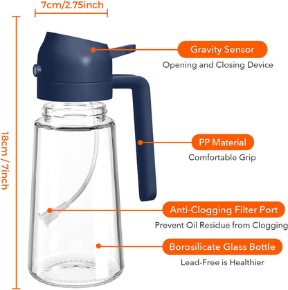 YARRAMATE Glass Olive Oil Sprayer - 16oz Premium Food Grade Dispenser for Cooking & BBQ (Navy)