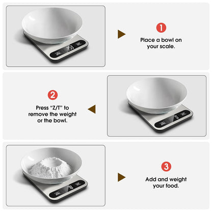 Mik-Nana Digital Kitchen Scale - 22lb Capacity with Tare Function & LCD Display | Stainless Steel for Baking & Cooking