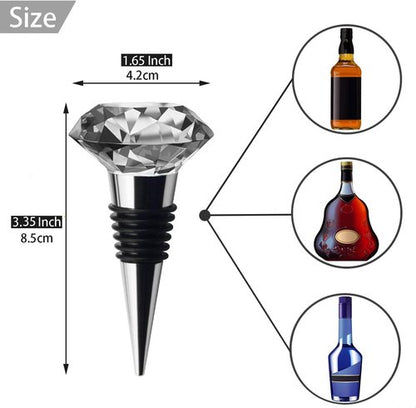 JETKONG 3 Pcs Wine Stoppers Crystal Wine and Beverage Bottle Stopper Diamond Decorative Wine Bottle Stopper (Crystal)