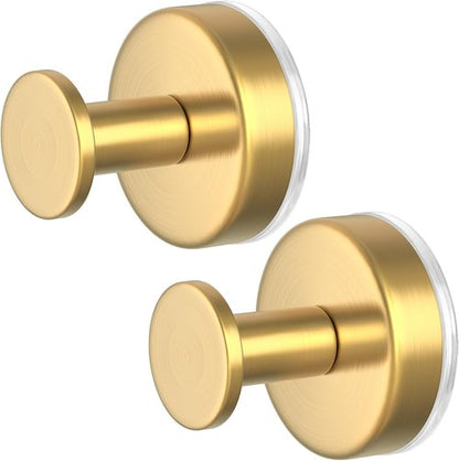 HUFEEOH Suction Cup Hooks - Removable Wall Hanger for Bathroom & Kitchen | 2 Pack O Shape - Gold