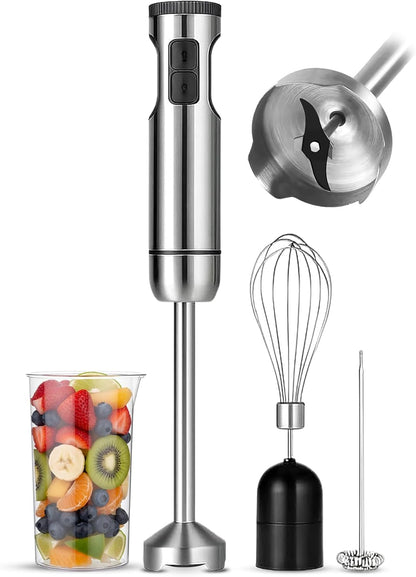 TEGH Immersion Blender - 8-Speed Stainless Steel Handheld Mixer for Smoothies, Soups & Sauces | Electric 4-in-1 Food Processor