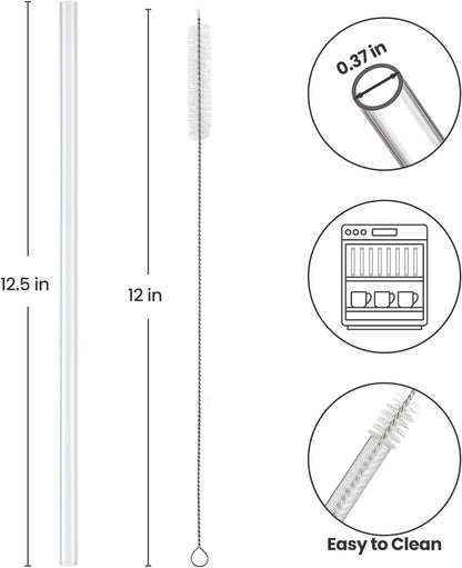 Stanley Replacement Straws - 8 Pack Clear Reusable Plastic Straws with Brushes | Dishwasher Safe, BPA Free