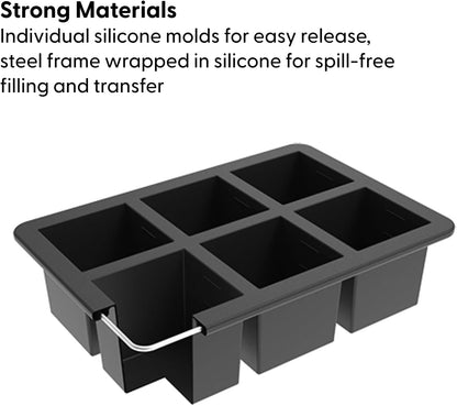 W&P Cup Cubes Silicone Freezer Tray - Blue | Makes 6 Perfect 1-Cup Portions for Soup, Broth & Leftovers