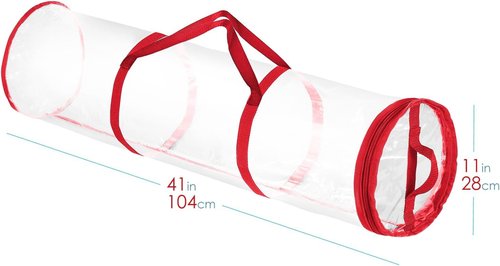 Hearth & Harbor Wrapping Paper Storage Container - Tear-Proof Organizer for 14 Rolls - Clear & Red Design