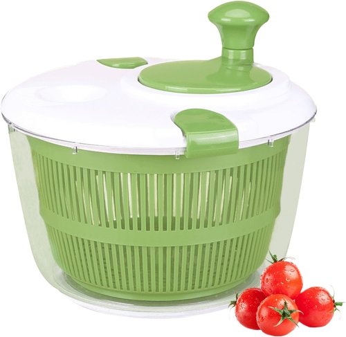 Large Salad Spinner - 5 Qt Capacity | Manual Vegetable Dryer with Double-Lock Handle